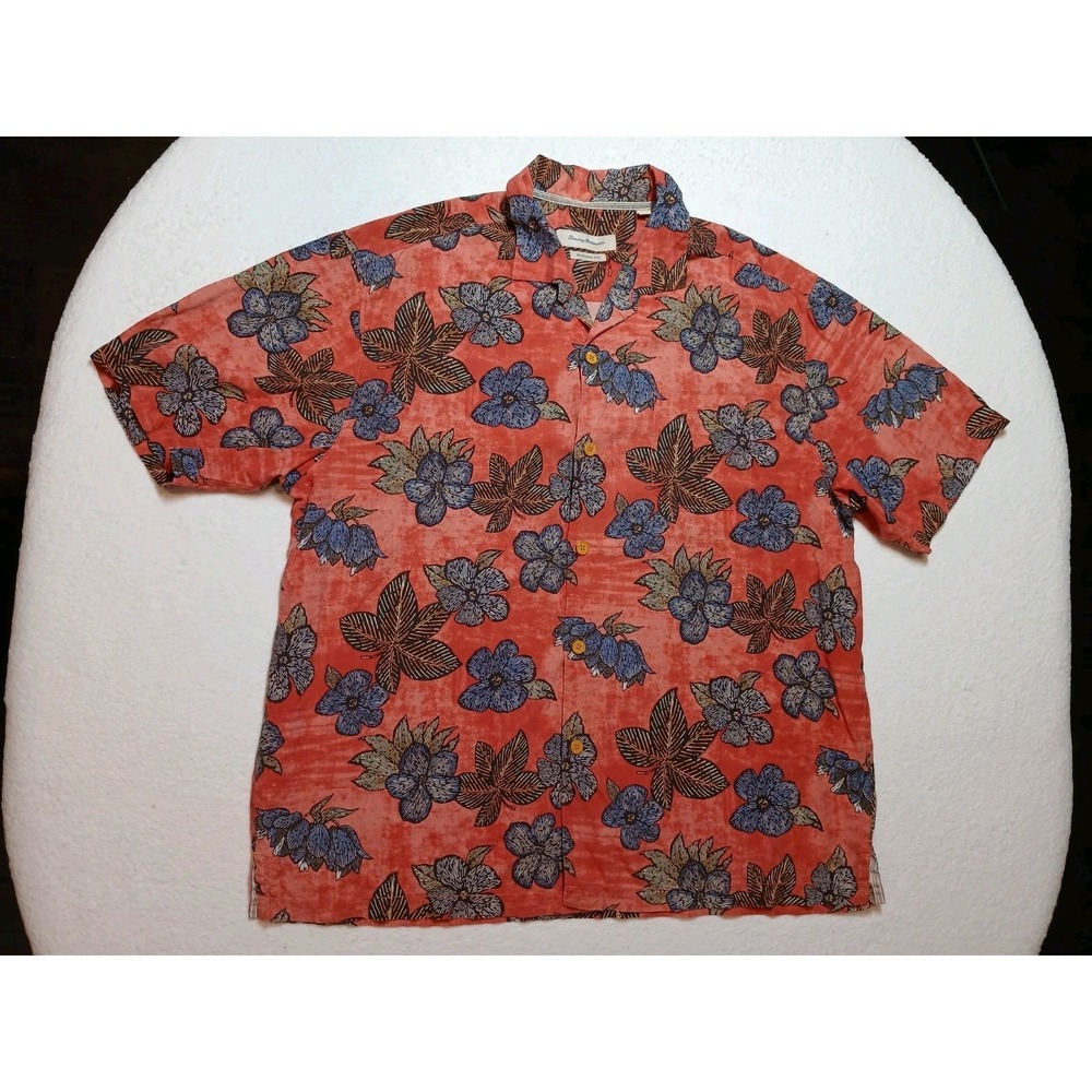 TOMMY BAHAMA MENS 100% Silk Size XXL Retro Style Flowers Aloha Hawaiian Shirt